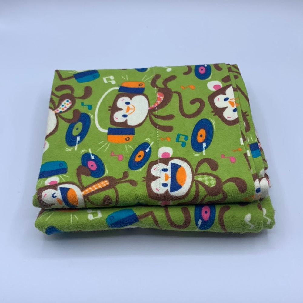 Pair of Handmade Flannel Dancing Monkey Beats Music Album Pillowcases